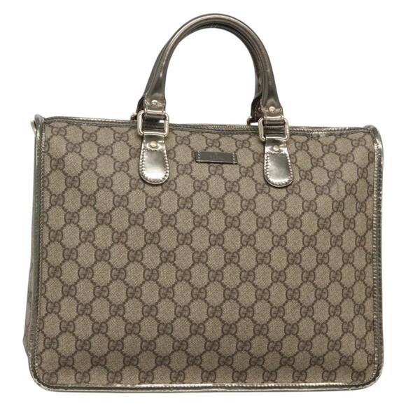 GUCCI GG Supreme Hand Bag Pvc Beige Gold - Picture 1 of 16